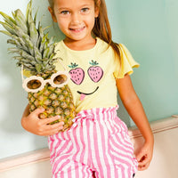 Striped Seersucker Short Bubble Gum Pink