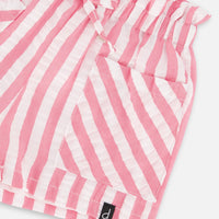 Striped Seersucker Short Bubble Gum Pink