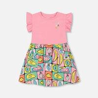 Organic Cotton Jersey Bi-Dress Printed Fruits Square