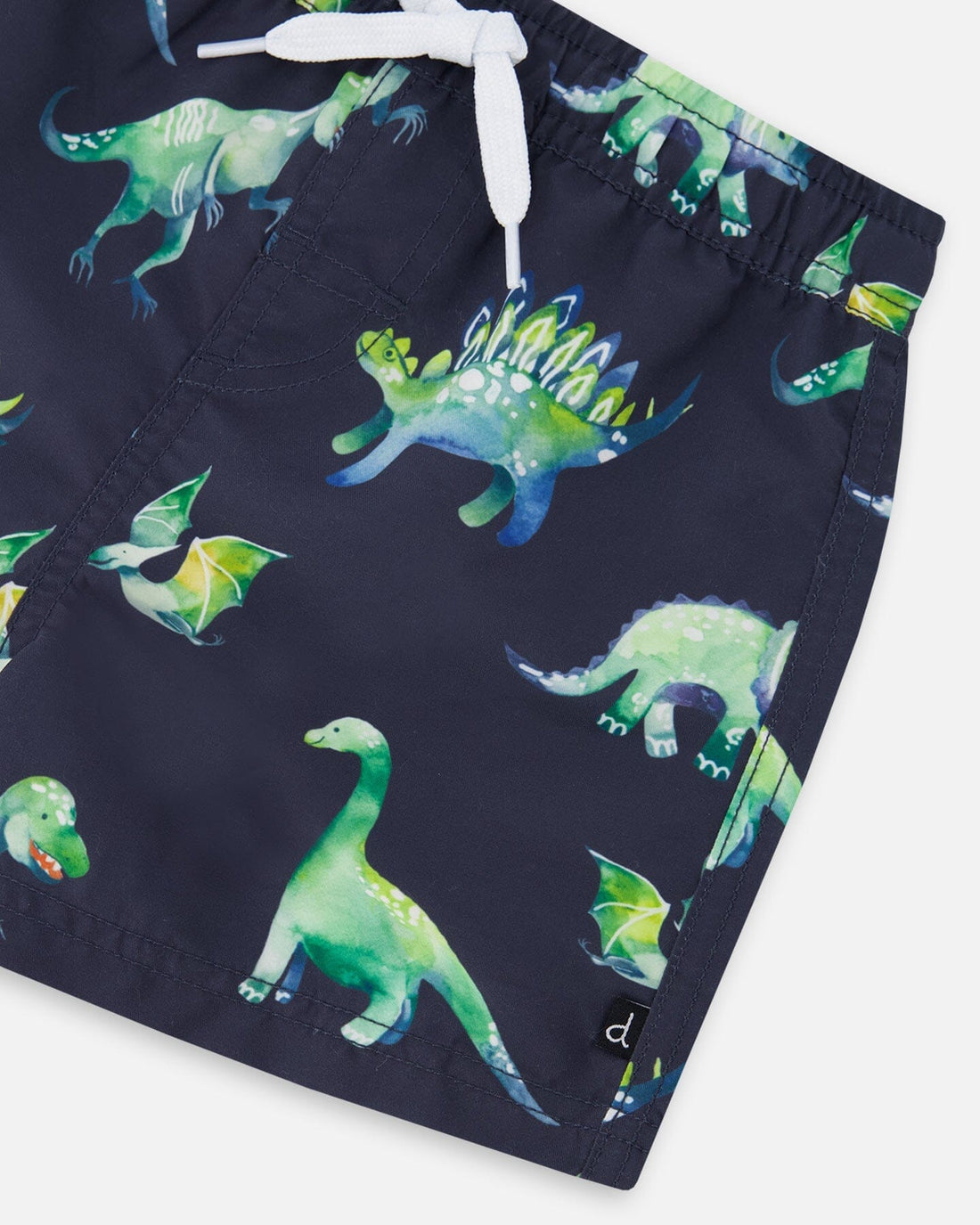Mid-Thigh Boardshort Grey Printed Dinosaurs