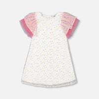 Polka Dot Dress With Mesh White Printed Party Dots