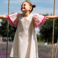 Polka Dot Dress With Mesh White Printed Party Dots