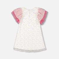 Polka Dot Dress With Mesh White Printed Party Dots