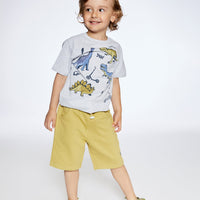 Organic Cotton T-Shirt With Dino Print Light Gray Mix