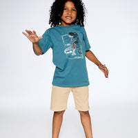 T-Shirt Pine Green Dinosaur Print