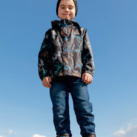 Packable Windbreaker Black Printed Dinos Skeletons