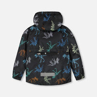 Packable Windbreaker Black Printed Dinos Skeletons