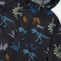 Packable Windbreaker Black Printed Dinos Skeletons