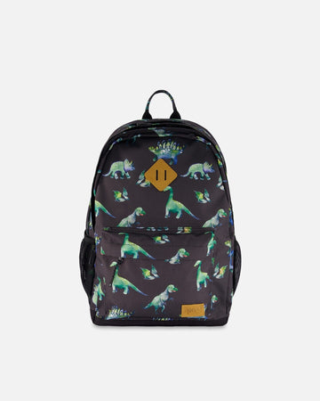 School Bag Grey Printed Dinosaurs