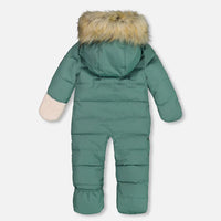 One Piece Baby Hooded Snowsuit Silver Pine Designed For Car Seat