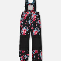 Two Piece Snowsuit Black Printed Roses