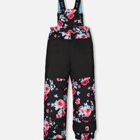 Two Piece Snowsuit Black Printed Roses
