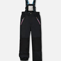 Two Piece Snowsuit Printed Roses With Solid Pant Black