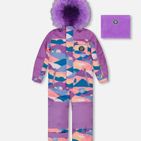 One Piece Snowsuit Mauve Printed Landscape