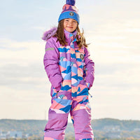 One Piece Snowsuit Mauve Printed Landscape