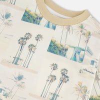 Printed Pullover Sweatshirt Beige Palm Tree And Teal