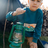 Pullover French Terry Graphic Sweatshirt Teal And Peach