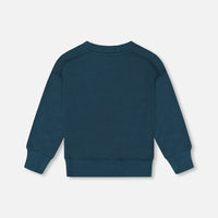 Pullover French Terry Graphic Sweatshirt Teal And Peach