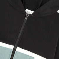 French Terry Color Block Full Zip Hoodie Black, Teal And Shimmer