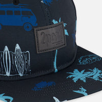 Printed Cap Light Blue Beach On Black