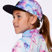 Printed Cap Butterflies On Multicolored And Black Background