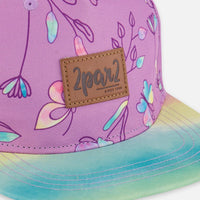 Printed Cap Old Mauve And Multicolored Butterflies