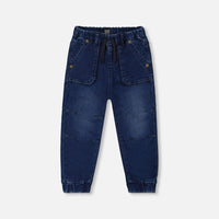 French Terry Denim Jogger Pant Dark Denim Blue