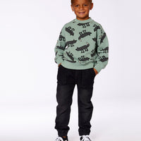 French Terry Denim Jogger Pant Black Jeans