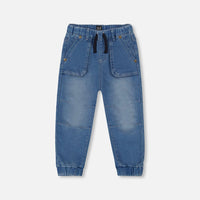 French Terry Denim Jogger Pant Denim Blue