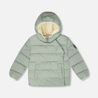 Compressible Winter Puffy Coat Designed For Car Seat Sage Green