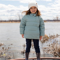 Compressible Winter Puffy Coat Designed For Car Seat Sage Green