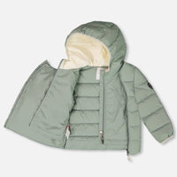 Compressible Winter Puffy Coat Designed For Car Seat Sage Green