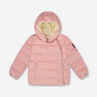 Compressible Winter Puffy Coat Designed For Car Seat Dusty Pink