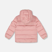 Compressible Winter Puffy Coat Designed For Car Seat Dusty Pink