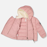 Compressible Winter Puffy Coat Designed For Car Seat Dusty Pink