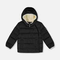 Compressible Winter Puffy Coat Designed For Car Seat Black