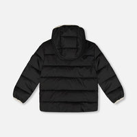 Compressible Winter Puffy Coat Designed For Car Seat Black