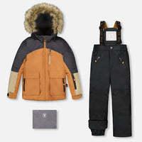 Two-Piece Play Snowsuit With Colorblocked Jacket Black