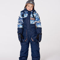 One-Piece Play Snowsuit With Mountains Print Navy Blue