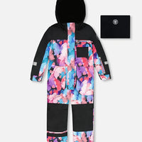 One-Piece Play Snowsuit Black Butterfly Print