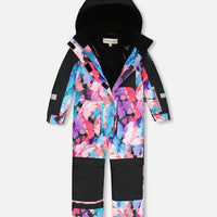One-Piece Play Snowsuit Black Butterfly Print