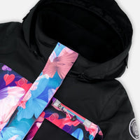 One-Piece Play Snowsuit Black Butterfly Print