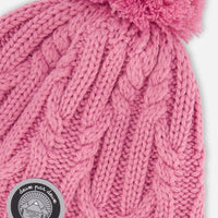 Lined Winter Hat With Pompom Pink