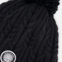Lined Winter Hat With Pompom Black