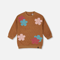 Quilted Tunic Mocha With Flowers