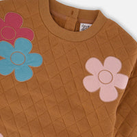Quilted Tunic Mocha With Flowers