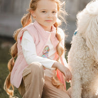 Corduroy Puffy Sleeveless Vest Dusty Pink