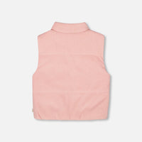 Corduroy Puffy Sleeveless Vest Dusty Pink