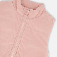 Corduroy Puffy Sleeveless Vest Dusty Pink