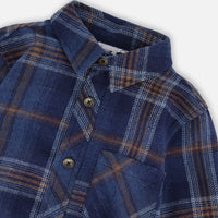 Long Sleeve Flannel Shirt Blue And Brown Plaid
